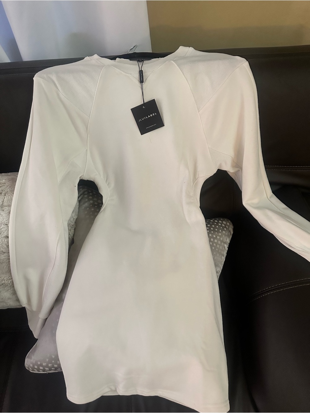JLUXLABEL White Long Sleeve Bodycon Mini Dress